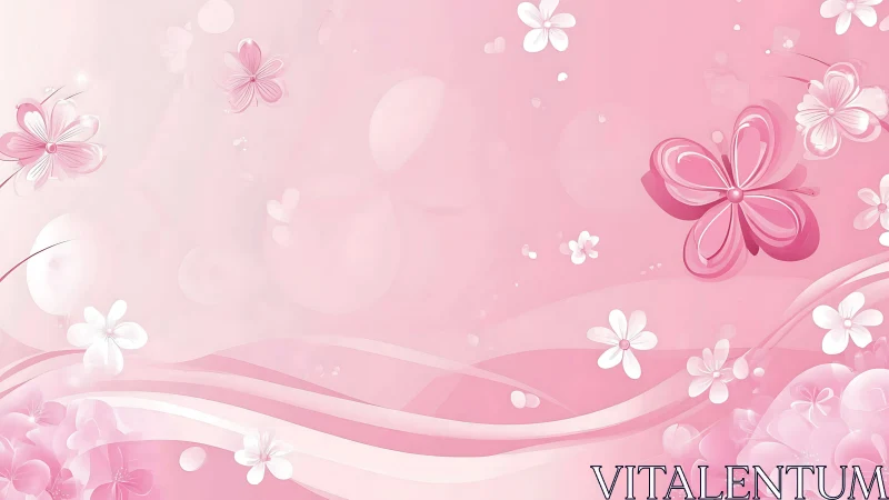 Soft Pink Floral Garden With Dancing Blooms.