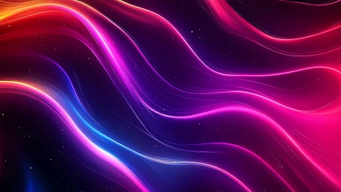 Neon plasma light trails with magenta blue gradient on starfield