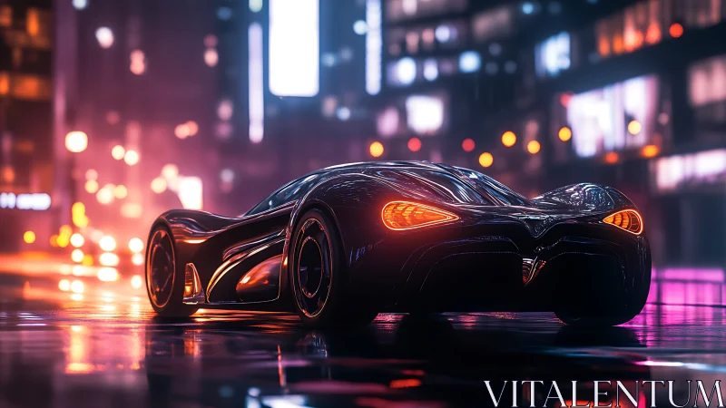 Night-glow supercar glides through a neon city dreamscape