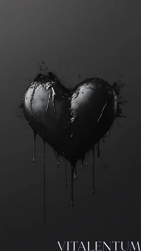 Weeping Heart: Liquid Sorrow Drips from Fractured Love Symbol.