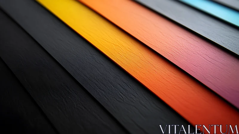 Oblique textured color panels with warm gradient bands on black