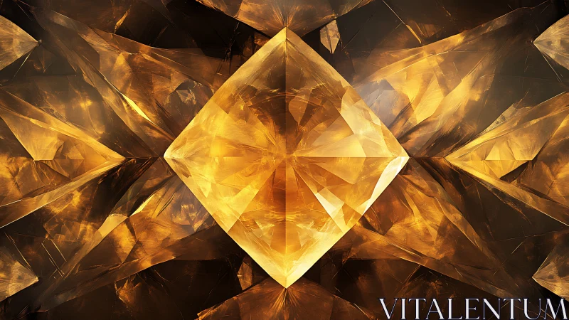 Faceted amber crystal core with symmetrical refractive geometry