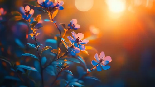 Small blossoms with warm and cool lighting conditions.