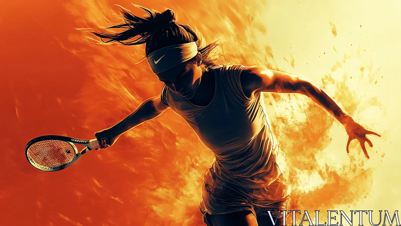 Fiery tennis player explodes with speed and competitive power