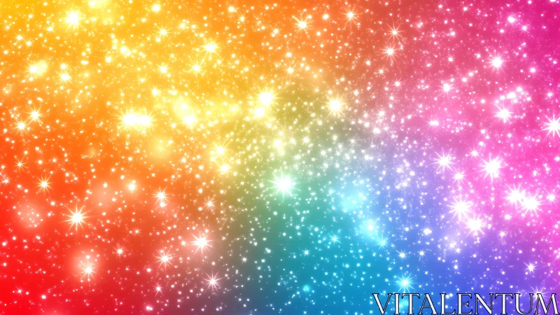 Rainbow starlight drifting through a dreamy, glowing sky.