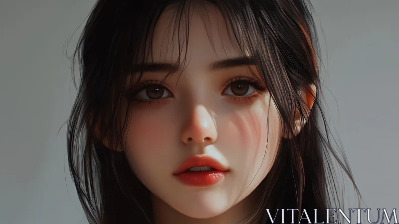 Digital portrait shows stylized young woman facing forward