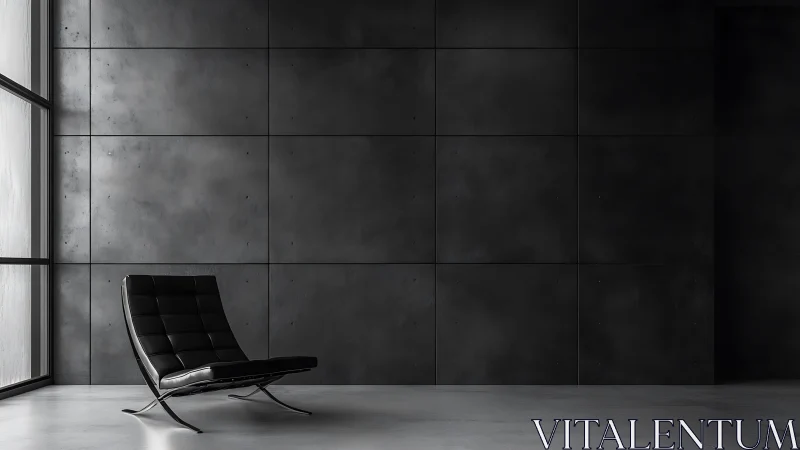 Cozy black lounge chair in a calm minimalist corner.