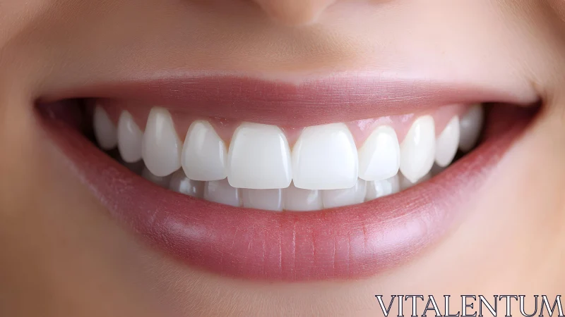 Close-up of bright white smile with perfect teeth, natural lighting.