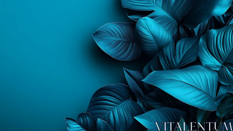 Cyan foliage cluster with high-contrast shading and negative space