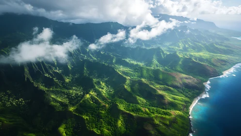 Majestic Sea Cliffs Rise Above Misty Hawaiian Valleys.