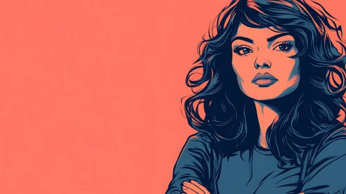 Confident Woman Pop Art Portrait with Bold Colors and Style.