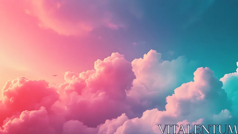 Soft pink and teal clouds under gradient sky at sunset.