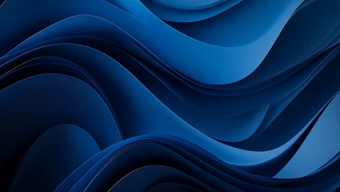 Layered blue curved planes form overlapping abstract waves