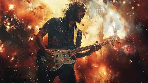 Guitarist ignites a cosmic firestorm with molten rock chords
