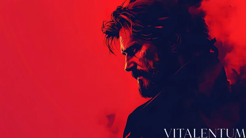 Chromatic side-profile study of brooding male portrait.