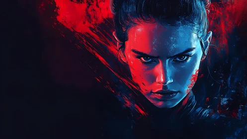 Bicolor spectral portrait with aggressive chromatic contrast.