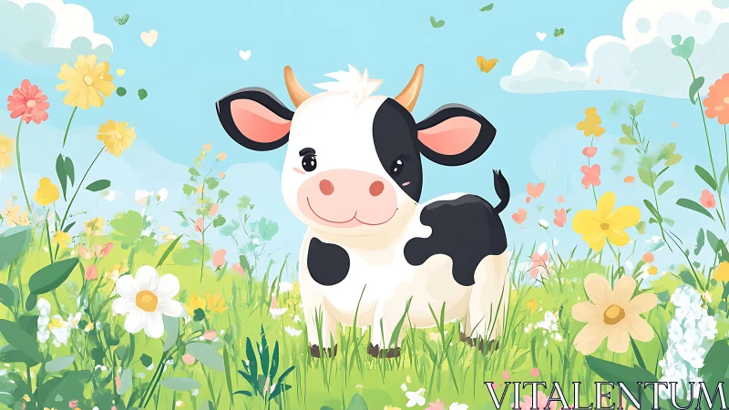 Sunny meadow calf beams with oversized charm and blossoms