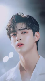 Soft morning glow on a contemplative digital portrait.