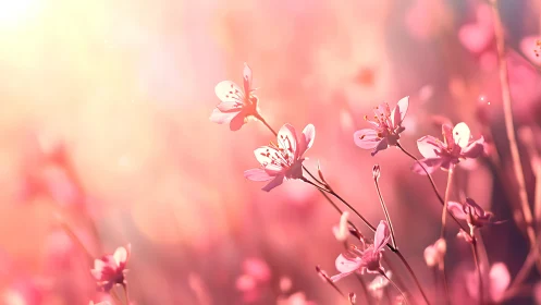 Delicate Pink Blossoms in Soft Focus Botanical Study