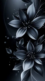 Monochromatic Botanical Composition: Digitally Rendered Luminescent Petals.