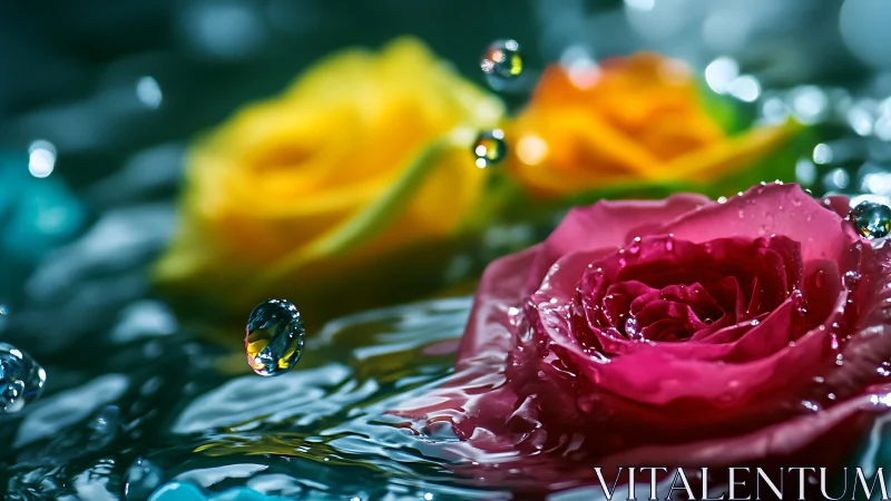 Wet Blooms: Macro Floral Study with Water Droplet Refraction.