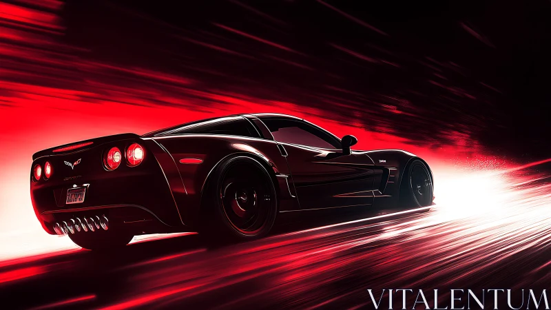 High-speed sports car rendered in dramatic red motion light
