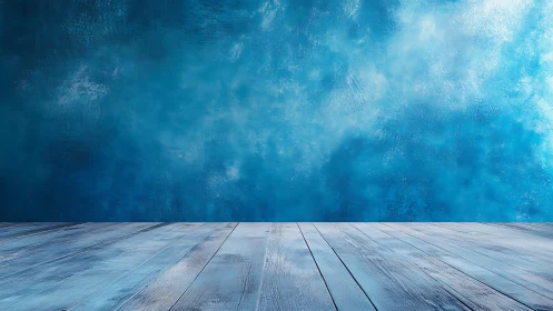 Blue horizon floorboards quietly wait for the story to begin