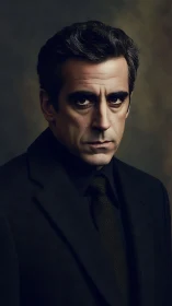 Brooding middle-aged man in cinematic low-key portrait lighting.