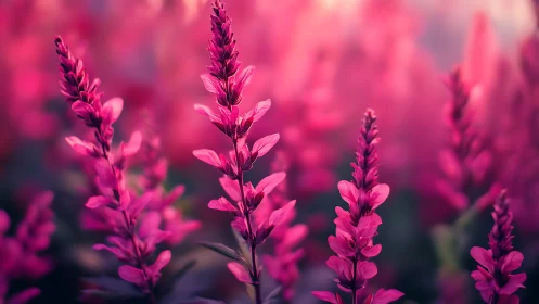 Pink Lupine Flowers in Soft Focus Bloom.