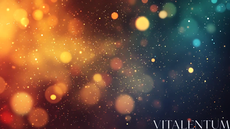 Bokeh light particles form warm to cool gradient field