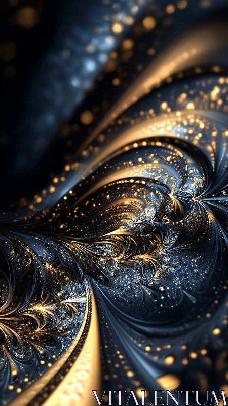 Fractal curves show flowing gold and blue luminous structures