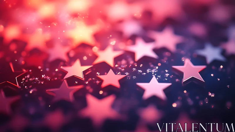 Bokeh-lit star confetti array in shallow-focus composition.