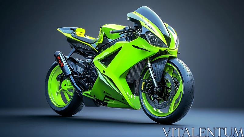 Neon green superbike displays futuristic aerodynamic design.