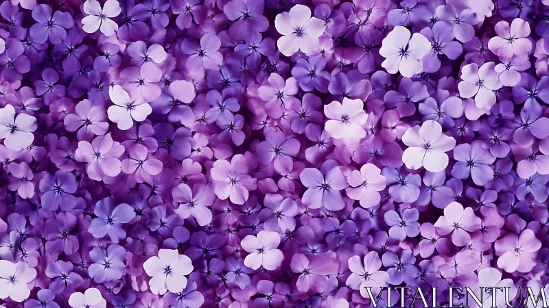 Purple Floral Cluster with White Blooms.