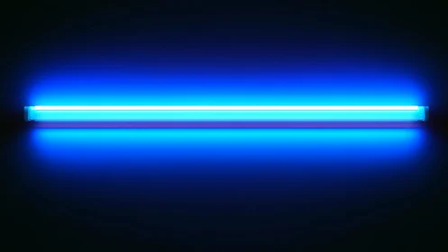 Cool blue neon tube casts a calm futuristic studio glow