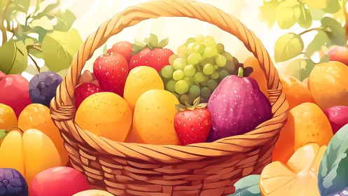 Sunlit berry chorus crowns a glowing garden fruit basket