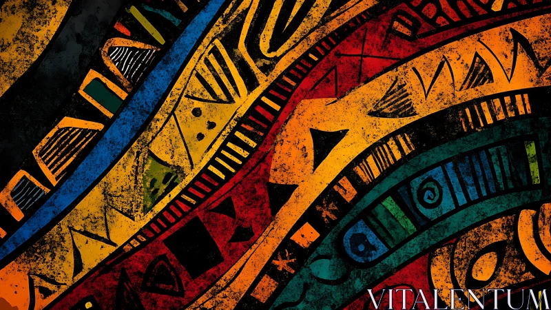 Sun-splashed tribal arcs weaving a restless chromatic rhythm.