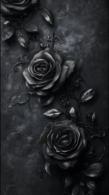 Dark Roses on Textured Black Background