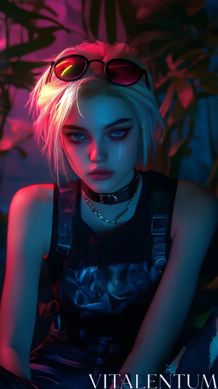 Neon-lit cyberpunk portrait studies melancholic street rebel