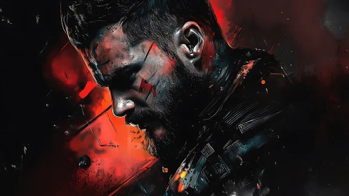 Battle-worn silhouette leans into the storm of burning color