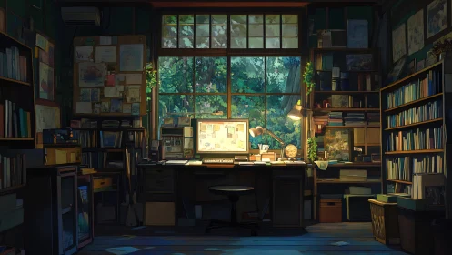 Sunlit studio workspace invites quiet focus and creativity