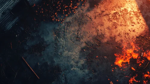 Intense Inferno: Explosive Fire and Ash Eruption Scene