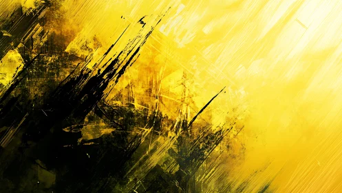 Sunburst fractures leap through molten strokes of yellow