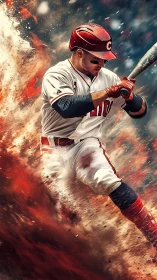 Explosive digital rendering captures dynamic baseball swing impact
