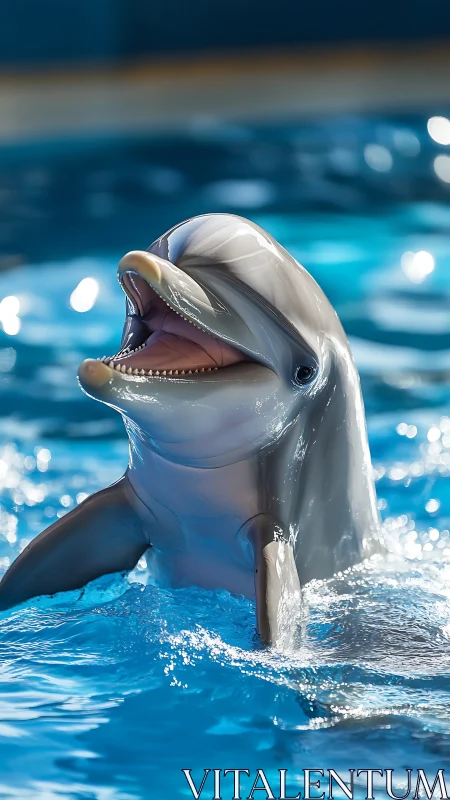 Cetacean surface breach with high-specular rostral highlights.