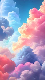 Dreamy pastel clouds drift gently across a glowing sky