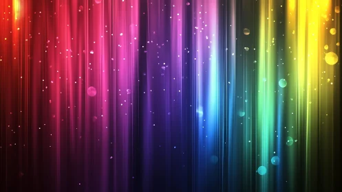 Vibrant abstract rainbow light streaks with glowing bokeh effect.