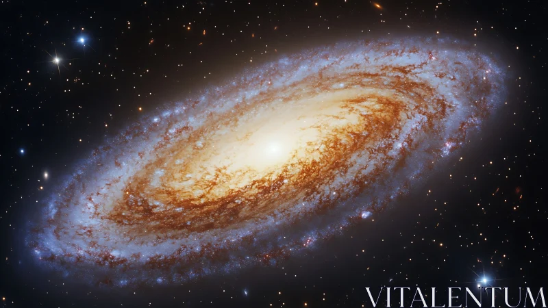 Spiral galaxy with dense star field in deep space view.