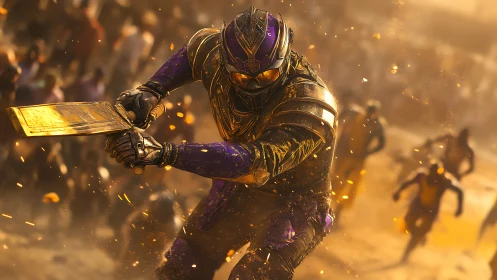 Armored cricket rogue swings molten bat through chaos.