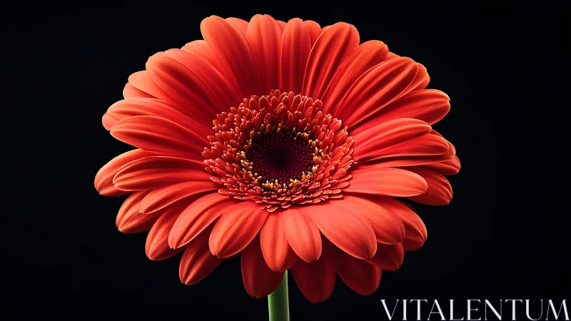 Crimson Gerbera's Velvet Bloom Against Obsidian.